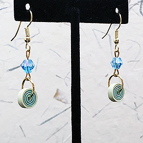 Quilled Paper Treasures - Bauble and bead earrings in olive, turquoise, and llight olive