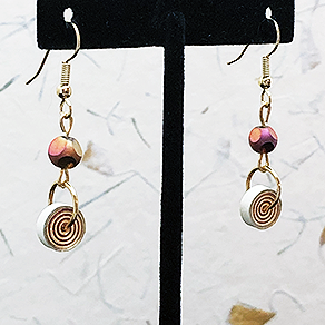Quilled Paper Treasures - Bauble and bead earrings in red, orange, and gold