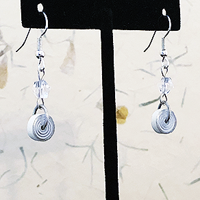 Quilled Paper Treasures - Bauble and bead earrings in light blue, light purple, silver