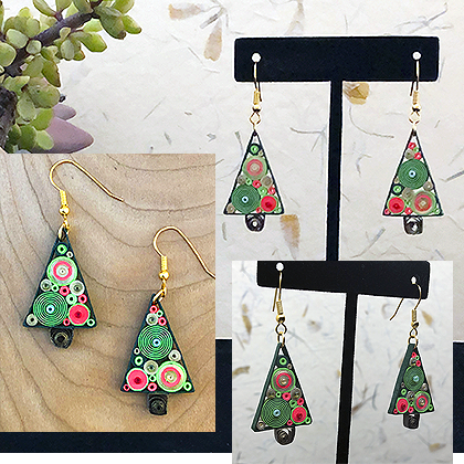 Quilled Paper Treasures - Holiday Tree Earrings