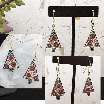 Quilled Paper Treasures - Holiday Tree Earrings