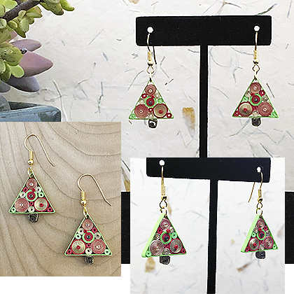 Quilled Paper Treasures - Holiday Tree Earrings