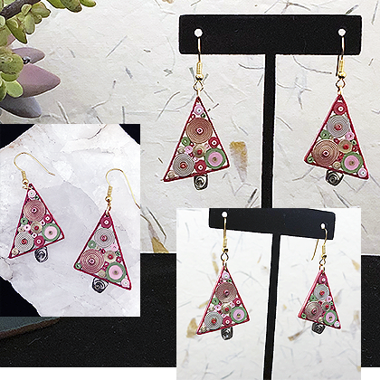 Quilled Paper Treasures - Holiday Tree Earrings