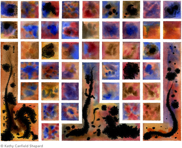 Abstract Watercolor: Grid Series