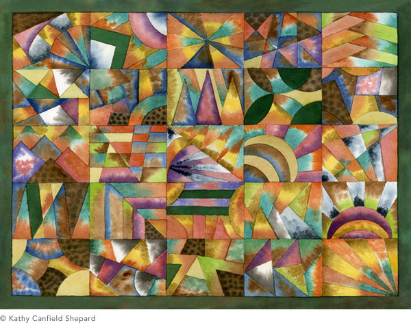 Abstract Watercolor: Grid Series